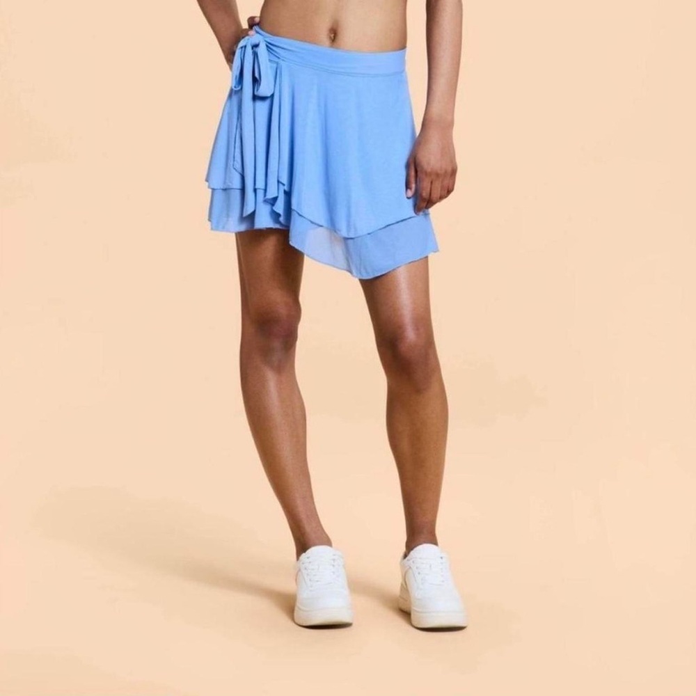 NWT Blogilates Dance Studio Wrap Skort XS Cool Blue